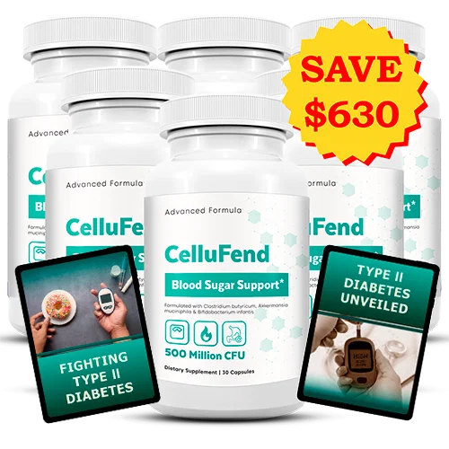 CelluFend probiotic capsule bottles